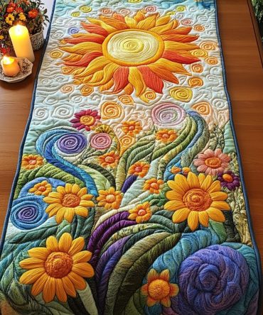 Colorful Sun Quilted Table Runner