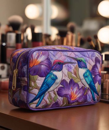 Colorful Wings Quilted Makeup Bag