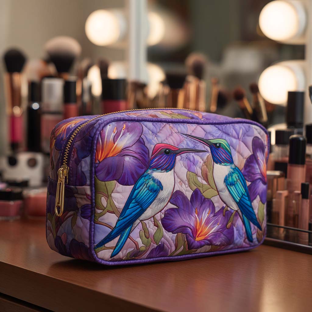 Colorful Wings Quilted Makeup Bag