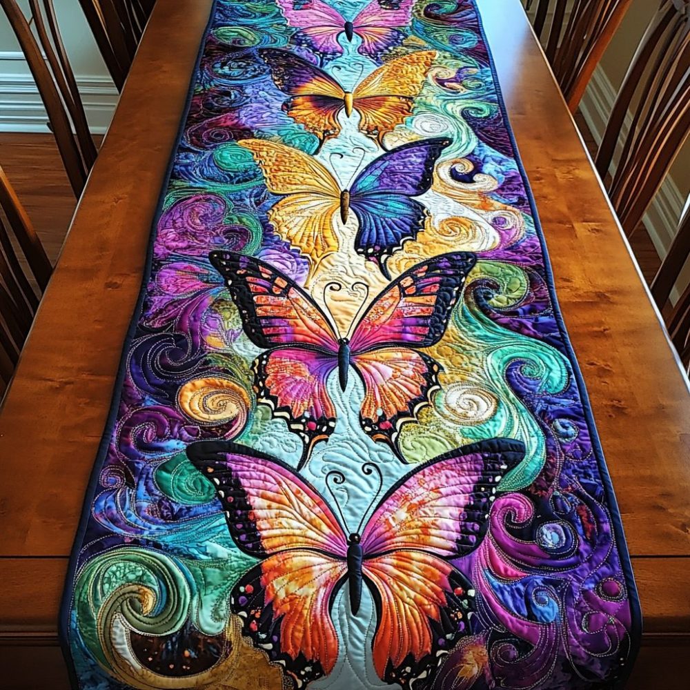 Colorful Wings Quilted Table Runner