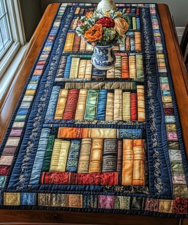 Compact Bookshelf Quilted Table Runner