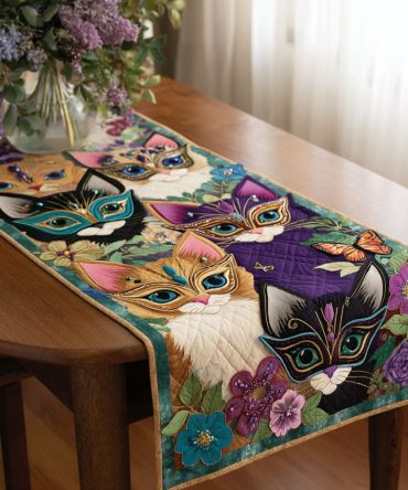 Confetti Cat Quilted Table Runner