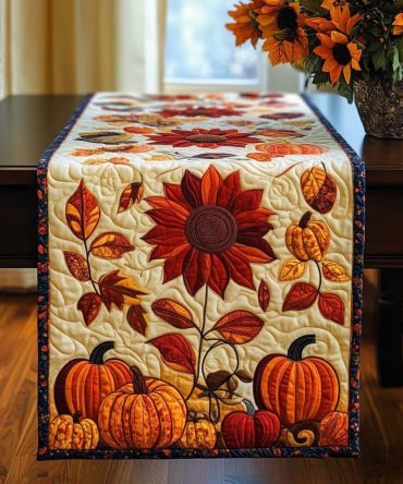 Copper Blossom Quilted Table Runner