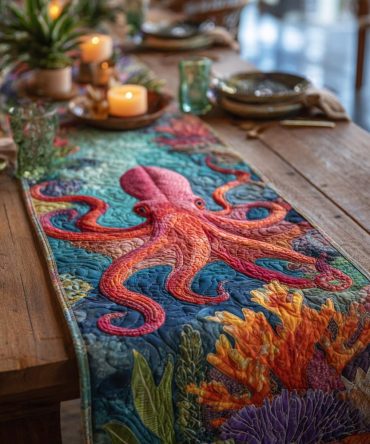 Coral Crown Quilted Table Runner