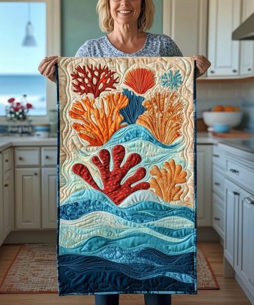 Coral Tide Quilted Table Runner