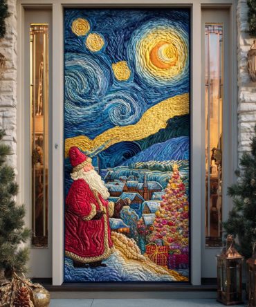 Cosmic Christmas Night Quilted Door Cover
