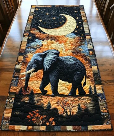 Cosmic Elephant Quilted Table Runner