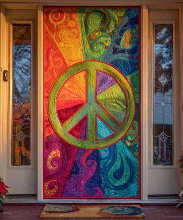 Cosmic Peace Ripple Quilted Door Cover