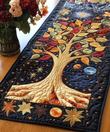 Cosmic Tree Quilted Table Runner