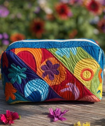 Cosmic Twist Quilted Makeup Bag