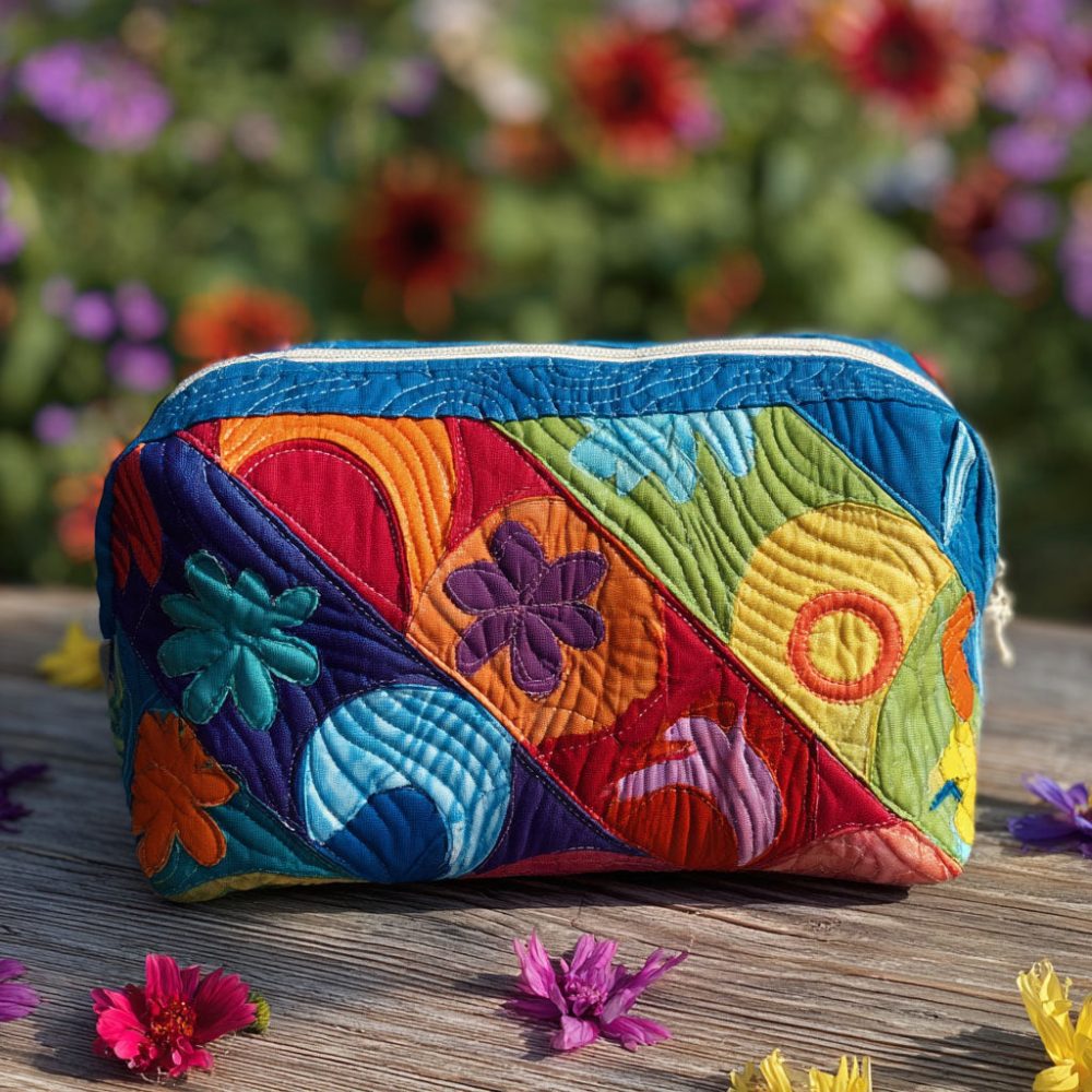 Cosmic Twist Quilted Makeup Bag
