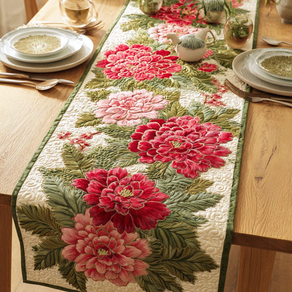 Cottage Flowers Quilted Table Runner