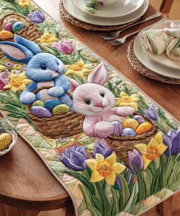 Country Bunny Quilted Table Runner