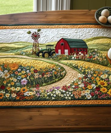 Country Fresh Blooms Quilted Table Runner