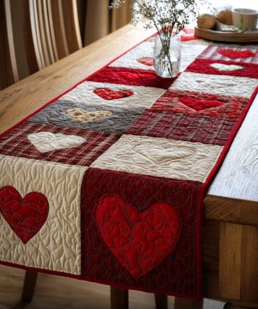 Country Heart Quilted Table Runner