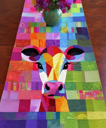 Cow Artistry Quilted Table Runner
