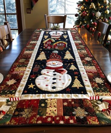 Cozy Snowman Quilted Table Runner