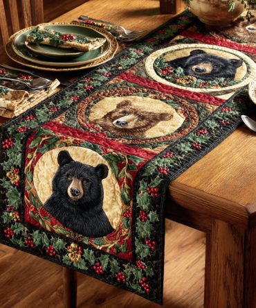 Cozy Bearland Quilted Table Runner