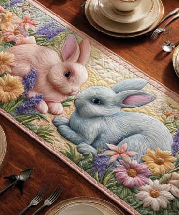 Cozy Bunny Quilted Table Runner