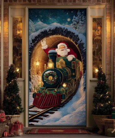 Cozy Christmas Train Quilted Door Cover