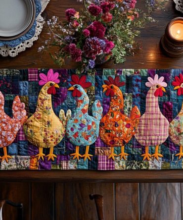 Cozy Cluckers Quilted Table Runner
