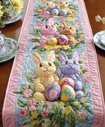 Cozy Easter Bunny Quilted Table Runner