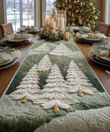 Cozy Evergreens Quilted Table Runner