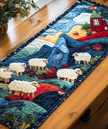 Cozy Flock Quilted Table Runner