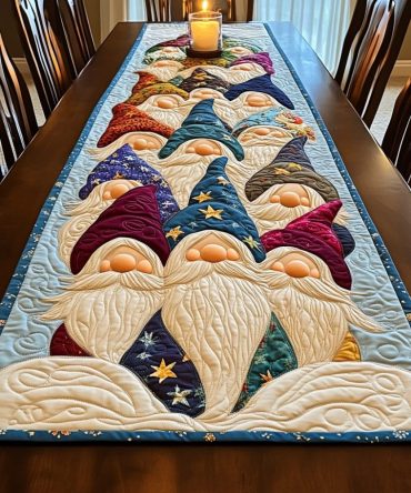 Cozy Gnomes Quilted Table Runner
