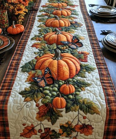 Cozy Gourd Quilted Table Runner