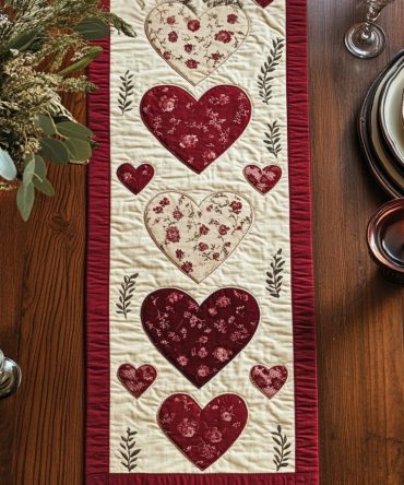 Cozy Heart Quilted Table Runner