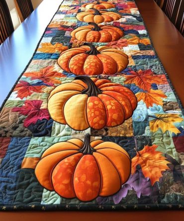 Cozy Pumpkin Quilted Table Runner