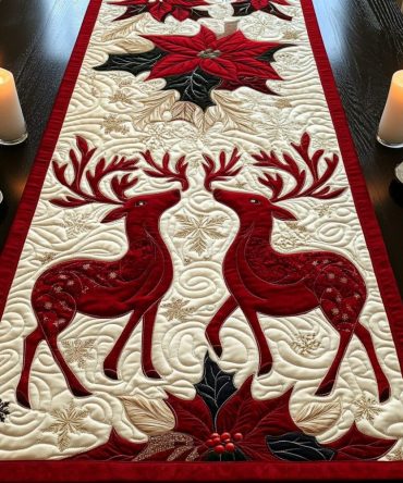 Cozy Reindeer Quilted Table Runner