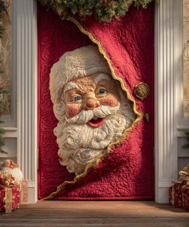 Cozy Santa Greetings Quilted Door Cover
