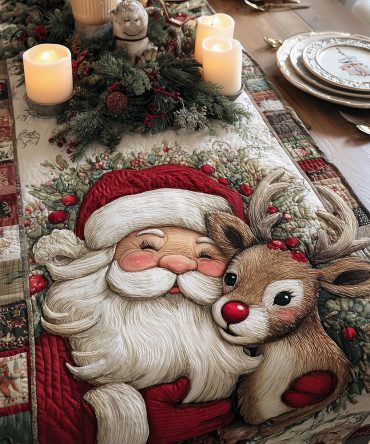 Cozy Santa Spirit Quilted Table Runner