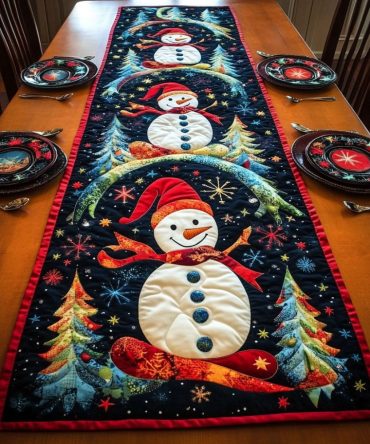 Cozy Snowfall Quilted Table Runner