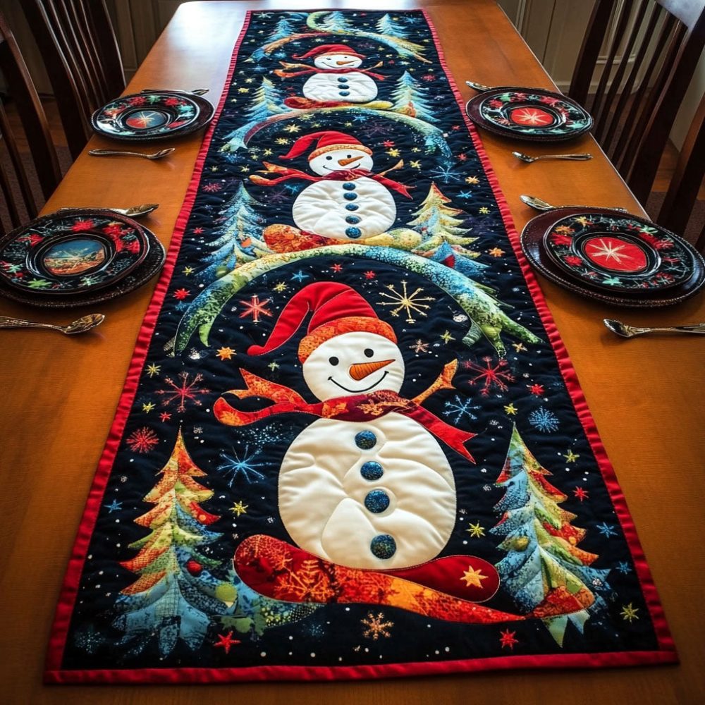 Cozy Snowfall Quilted Table Runner