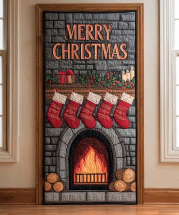 Cozy Stone Hearth Quilted Door Cover
