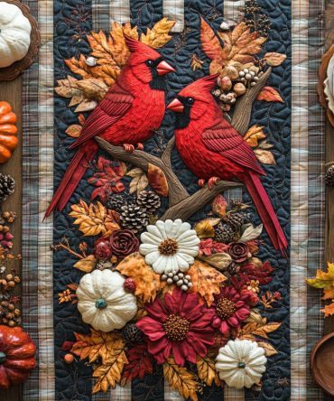 Crimson Cardinal Quilted Table Runner