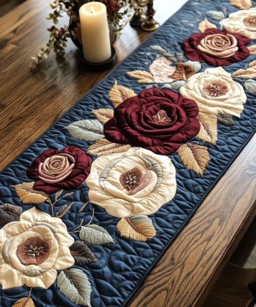 Crimson Charm Quilted Table Runner
