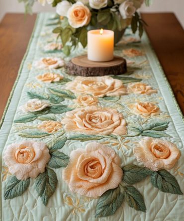Crimson Charm Quilted Table Runner