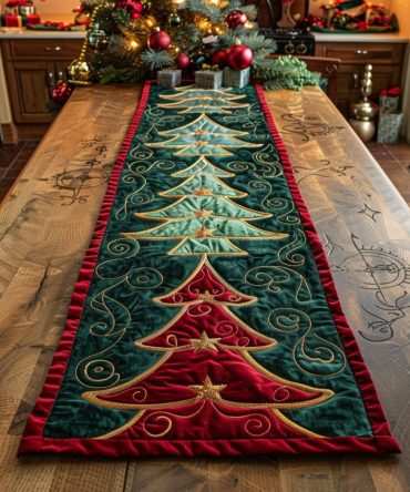 Crimson Fir Quilted Table Runner