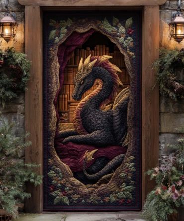 Crimson Inferno Quilted Door Cover