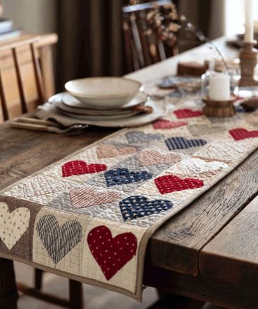 Crimson Kiss Quilted Table Runner