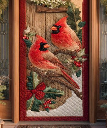 Crimson Porch Visitors Quilted Door Cover