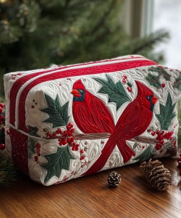 Crimson Song Quilted Makeup Bag