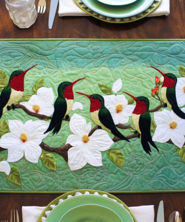 Crimson Wings Quilted Table Runner