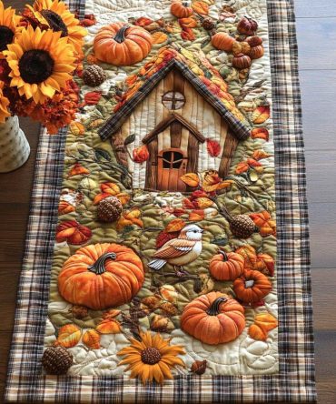Crisp Bird Flight Quilted Table Runner
