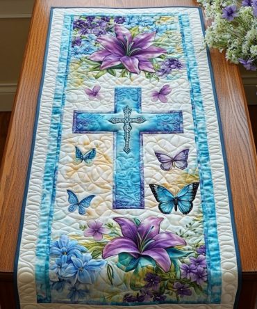 Cross Design Quilted Table Runner
