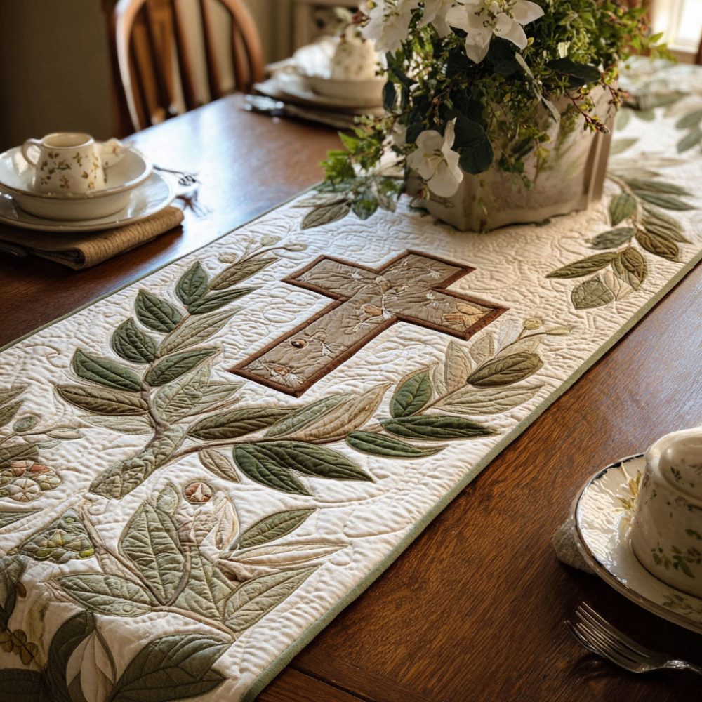 Cross Of Graceful Strength Quilted Table Runner